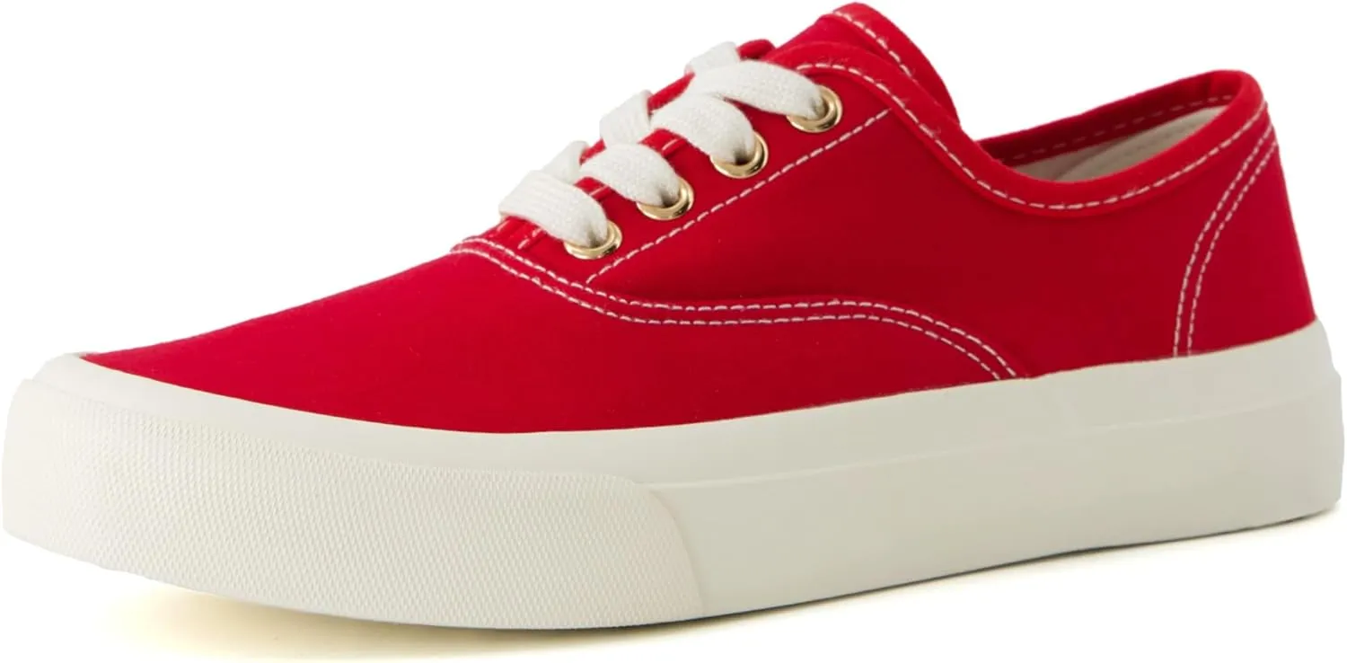 CUSHIONAIRE Women’s Freshman Canvas Lace-Up Sneaker with Memory Foam, Wide Widths Available | Casual Walking Shoes, Lightweight & Comfortable