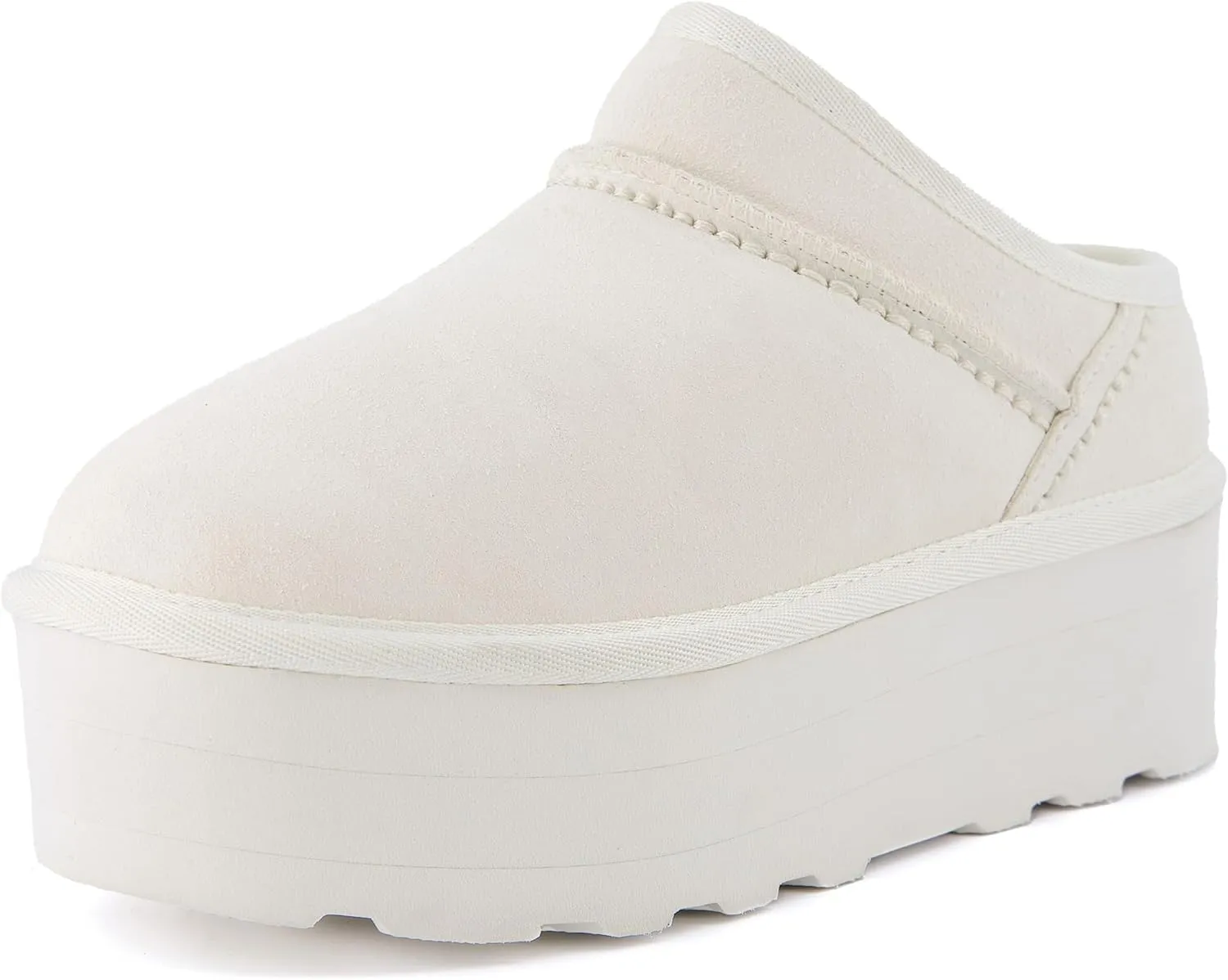 CUSHIONAIRE Women's Huggy Genuine Suede Cozy Mule Platform  Memory Foam, Wide Widths Available