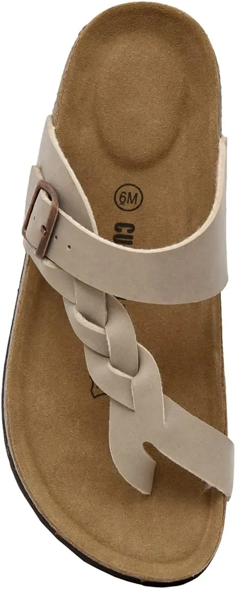CUSHIONAIRE Women's Libby Cork footbed Sandal with  Comfort and Wide Widths Available,