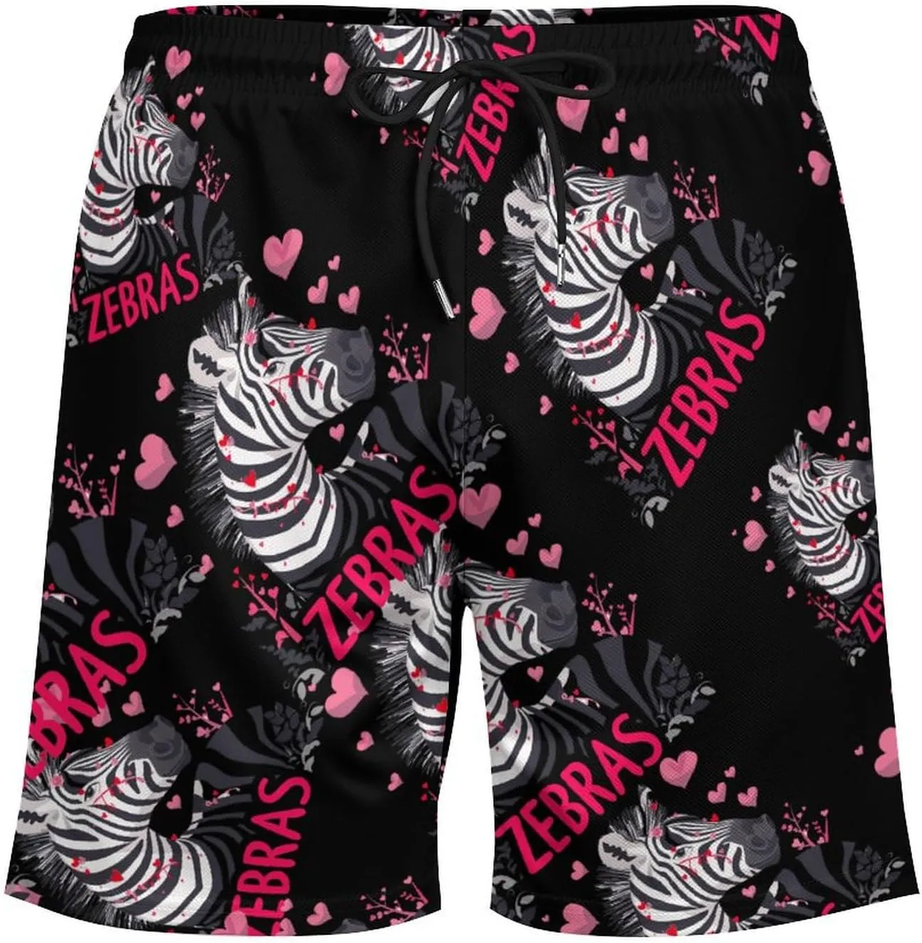 Cute Funny Zebra Men's Swim Trunks Quick Dry Board Shorts Swimwear Beach Shorts with Compression Liner