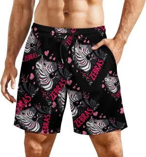 Cute Funny Zebra Men's Swim Trunks Quick Dry Board Shorts Swimwear Beach Shorts with Compression Liner
