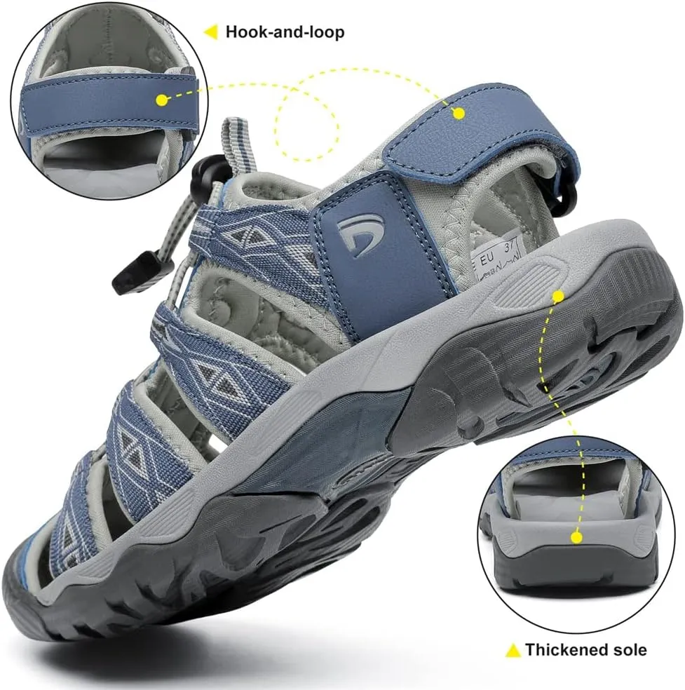 Dannto Women's Sport Hiking Sandals Closed Toe Outdoor Athletic Walking Sandal Lightweight Summer Water Shoes