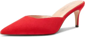 DearOnly Womens Pointed Toe Kitten Heel Mules Slip-on Stiletto Mid Heel Sandals Prom Dress Shoes 2.6 Inches Heels