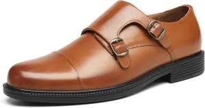 DECARSDZ Men's Classic Retro Double Monk Strap Casual Dress Loafer Shoes Comfortable for Business and Wedding Slip On Loafers