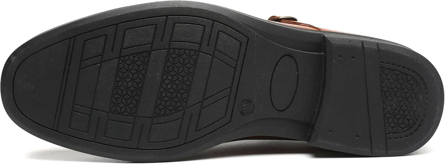 DECARSDZ Men's Classic Retro Double Monk Strap Casual Dress Loafer Shoes Comfortable for Business and Wedding Slip On Loafers