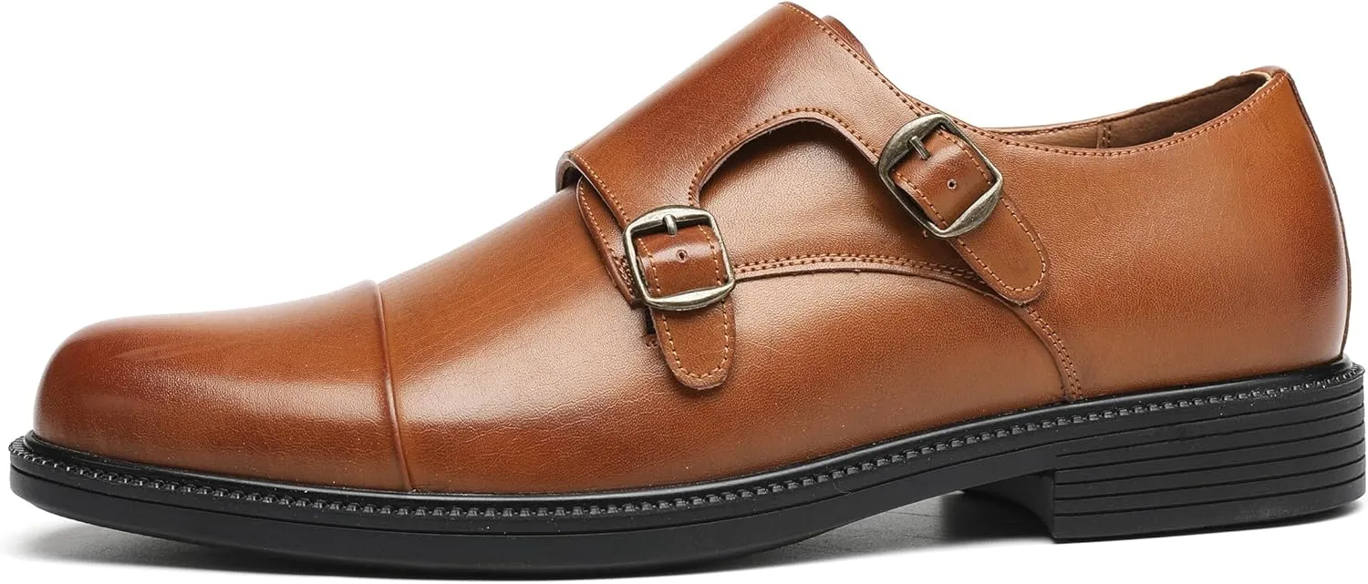DECARSDZ Men's Classic Retro Double Monk Strap Casual Dress Loafer Shoes Comfortable for Business and Wedding Slip On Loafers