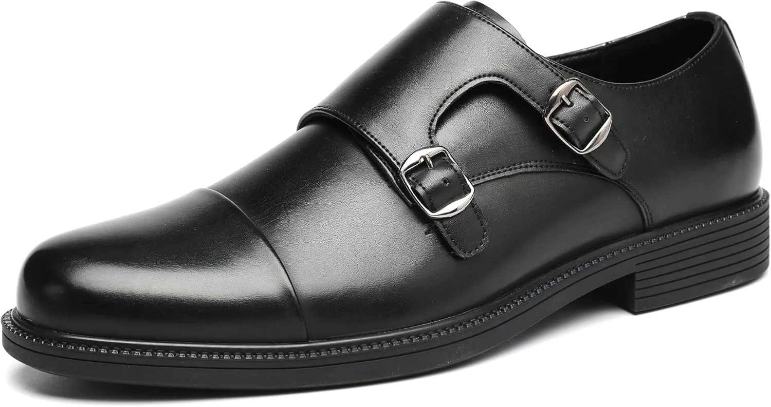 DECARSDZ Men's Classic Retro Double Monk Strap Casual Dress Loafer Shoes Comfortable for Business and Wedding Slip On Loafers
