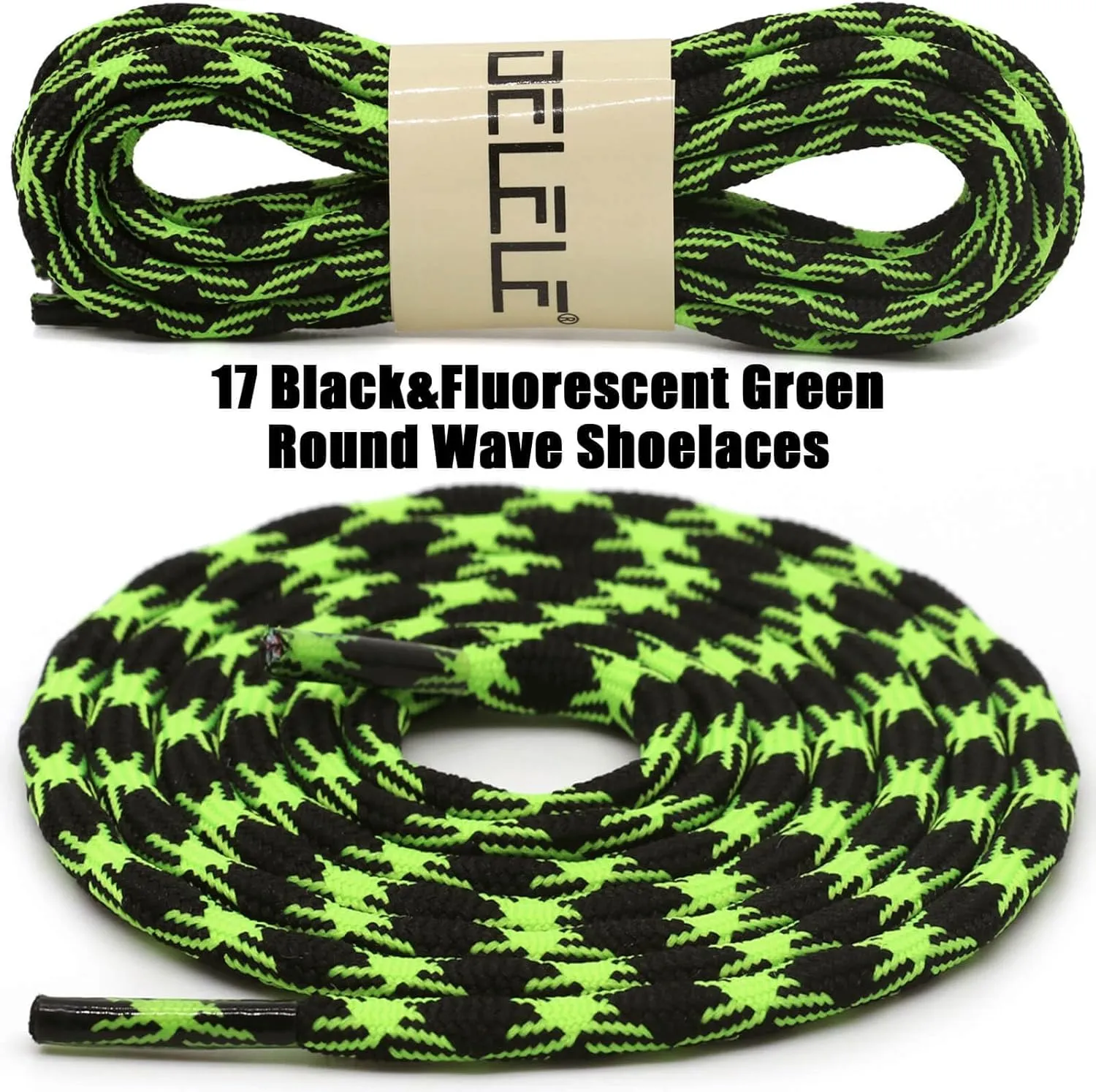 DELELE 2 Pair Round Wave Shape Non Slip Heavy Duty and Durable Outdoor Climbing Shoelaces Hiking Shoe Laces Shoestrings