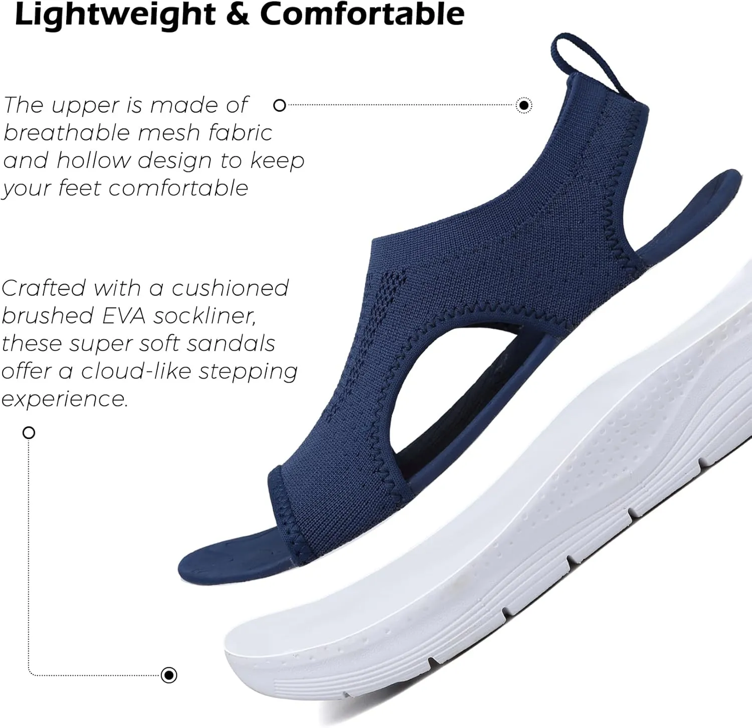 DimaiGlobal Women's Walking Sandals Arch Support Orthotic Comfort Slip-On Sport Sandals Open-Toe Platform Sandals for Plantar Fasciitis Summer Beach Casual