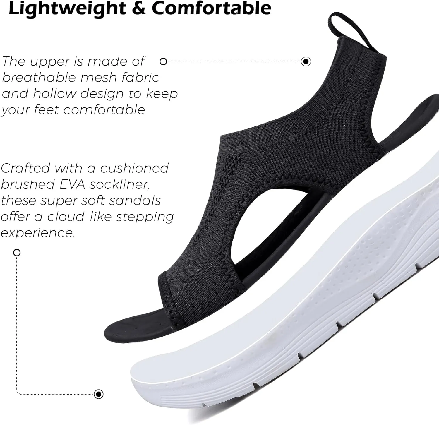 DimaiGlobal Women's Walking Sandals Arch Support Orthotic Comfort Slip-On Sport Sandals Open-Toe Platform Sandals for Plantar Fasciitis Summer Beach Casual