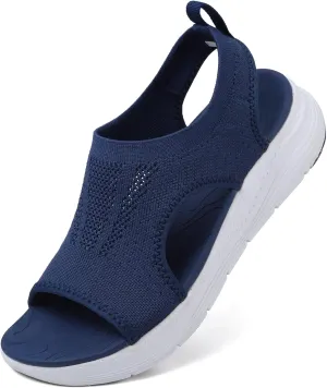 DimaiGlobal Women's Walking Sandals Arch Support Orthotic Comfort Slip-On Sport Sandals Open-Toe Platform Sandals for Plantar Fasciitis Summer Beach Casual