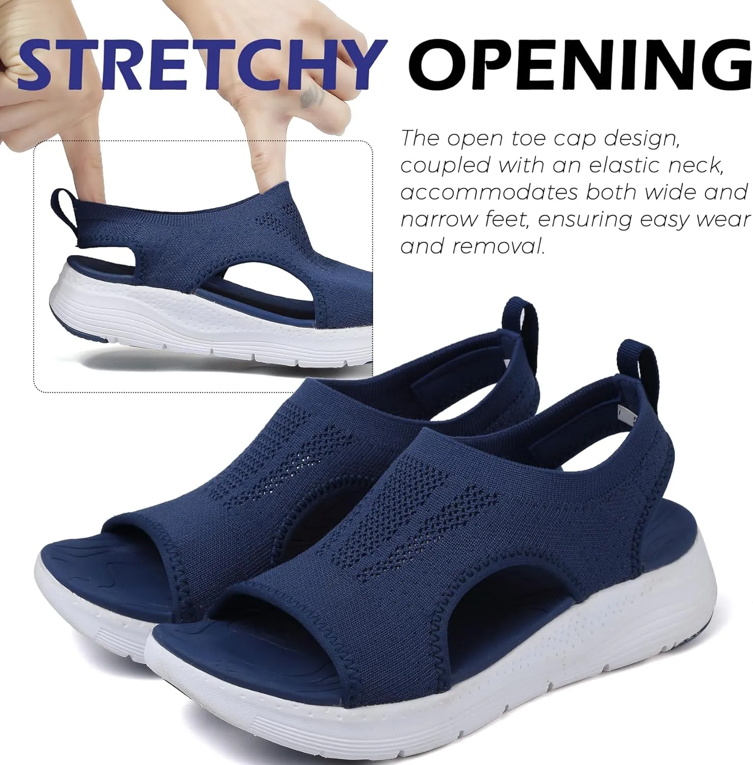DimaiGlobal Women's Walking Sandals Arch Support Orthotic Comfort Slip-On Sport Sandals Open-Toe Platform Sandals for Plantar Fasciitis Summer Beach Casual