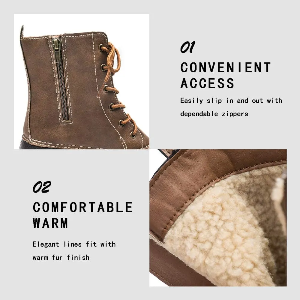 DKSUKO Women's Duck Boots witth Zipper Waterproof Winter Boots Snow Boots for Women Rain Boots for Cold Weather