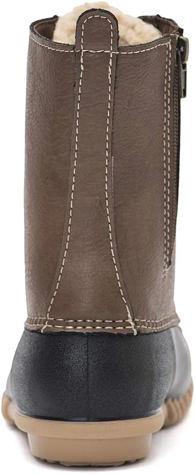DKSUKO Women's Duck Boots witth Zipper Waterproof Winter Boots Snow Boots for Women Rain Boots for Cold Weather