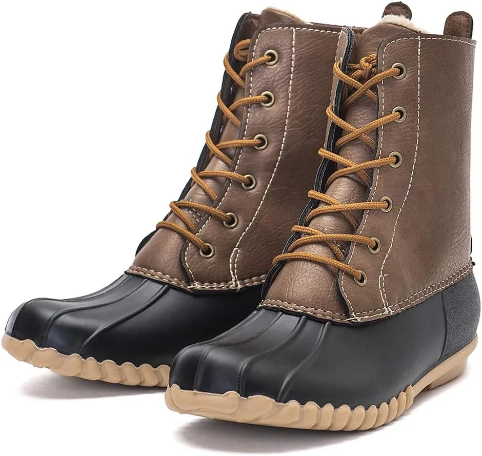DKSUKO Women's Duck Boots witth Zipper Waterproof Winter Boots Snow Boots for Women Rain Boots for Cold Weather