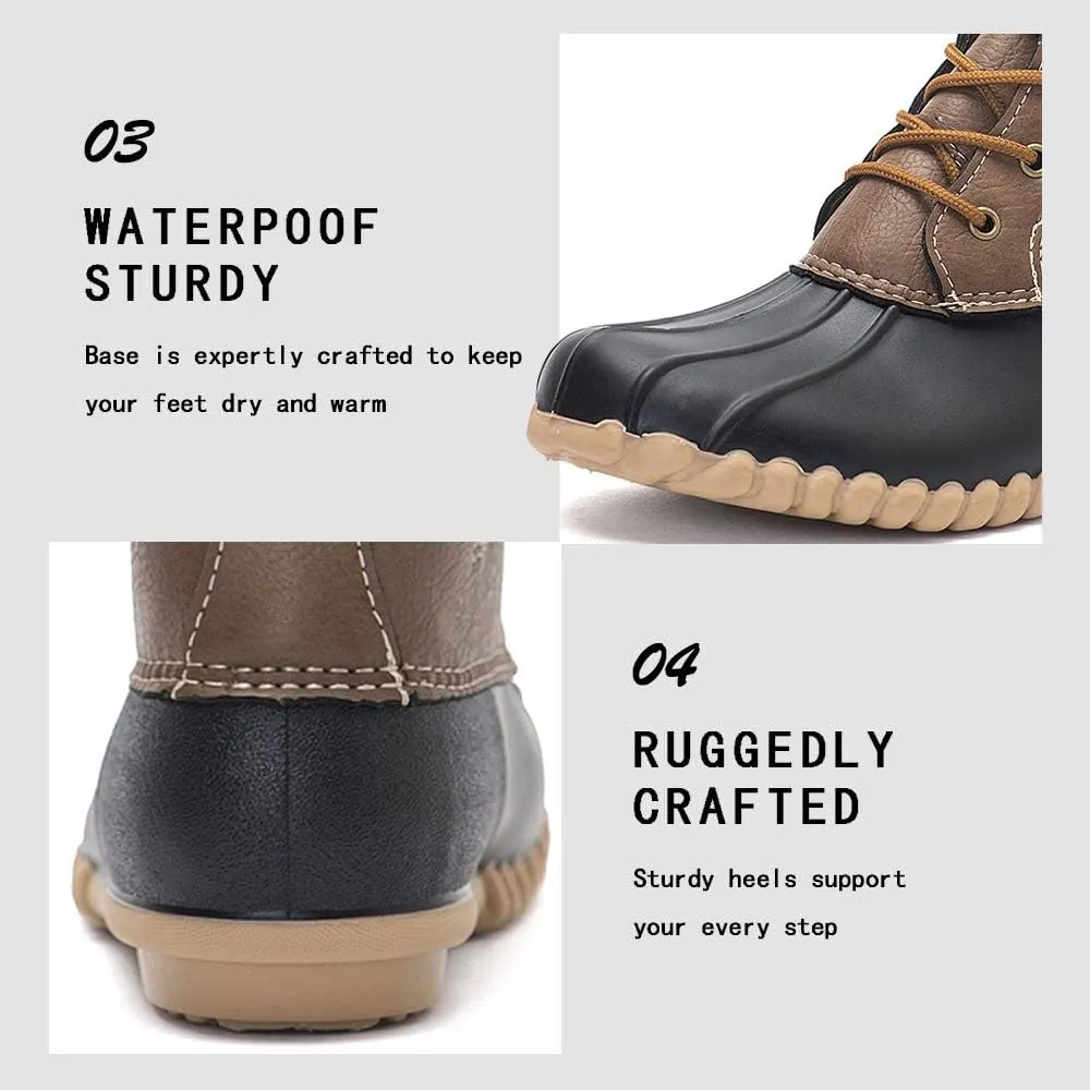 DKSUKO Women's Duck Boots witth Zipper Waterproof Winter Boots Snow Boots for Women Rain Boots for Cold Weather