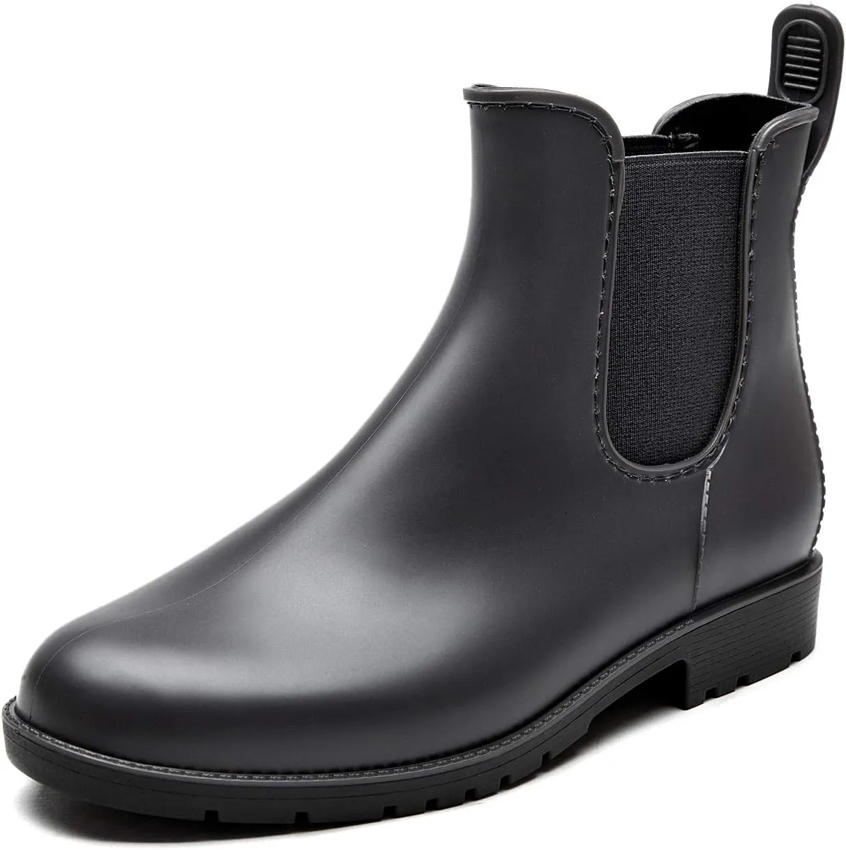 DKSUKO Women's Short Rain Boots Rubber Waterproof Garden Boots Elastic Slip On Ankle Chelsea Boot Fashion Insulated Rain Shoe for Outdoor Work Thick Sole