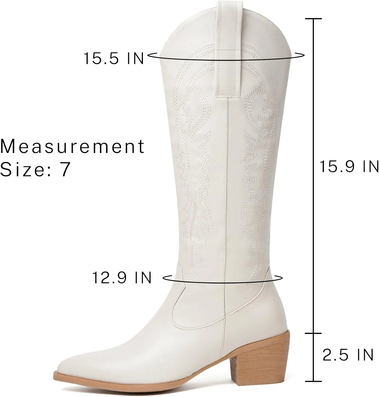 DOBOYG Women Cowboy Boots Western Embroidered Knee High Wide Calf Country Boots Chunky Heel Retro Classic Pull On Tall Cowgirl Boots for Women Perfect for Country Concert Outfits