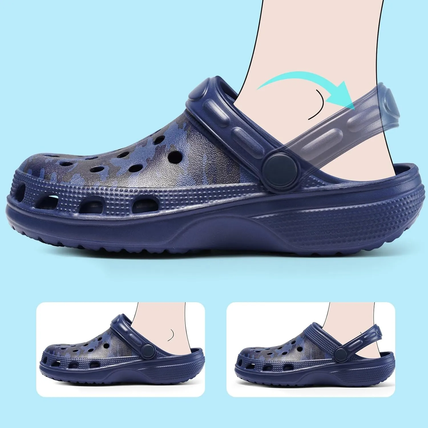 Dodow Kids Girls Clogs Garden Sandals Boys Classic Closed Toe Shoes Slides Toddler Slip on Water Shower Beach Pool Slippers