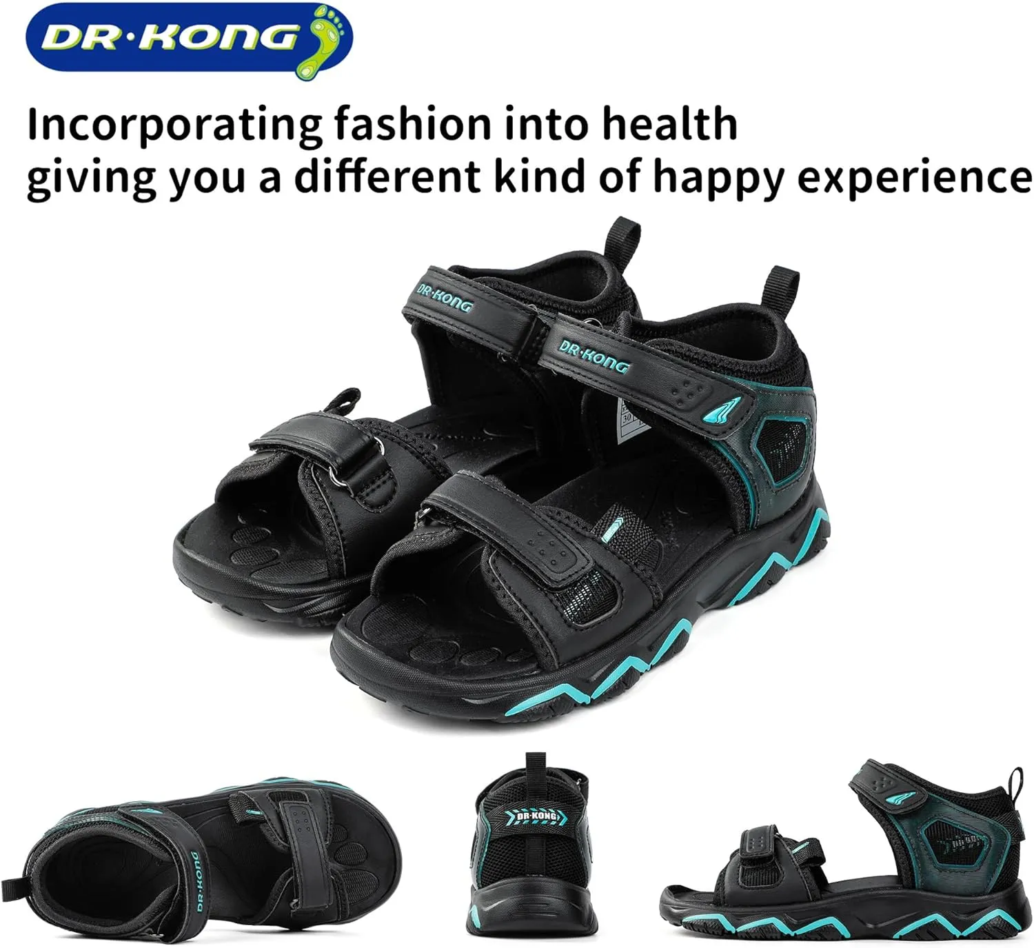 Dr Kong Kids Boys Sports Sandals Open Toe Fashion Athletic Summer Sports Sandals for Kids Hiking Beach Outdoor(Little Kid/Big Kid)