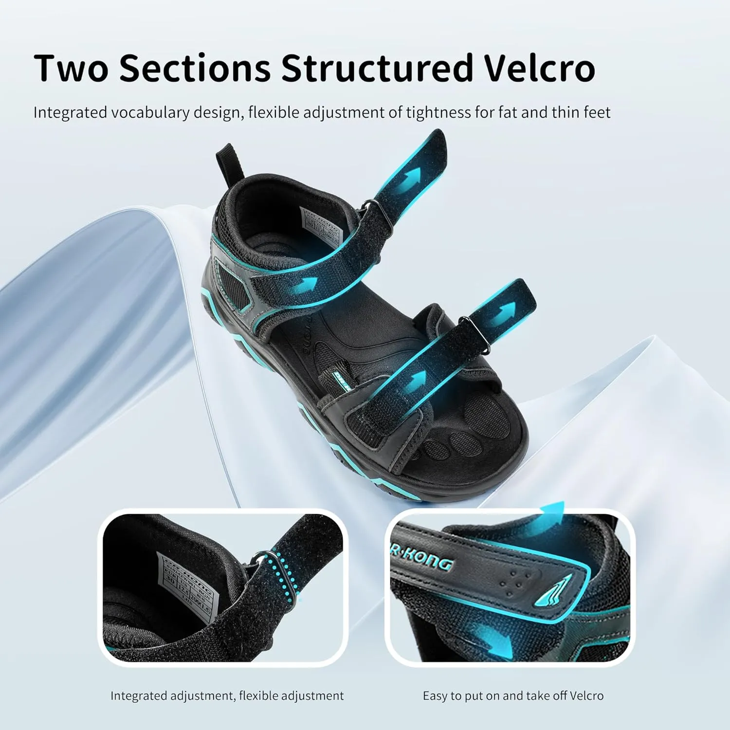 Dr Kong Kids Boys Sports Sandals Open Toe Fashion Athletic Summer Sports Sandals for Kids Hiking Beach Outdoor(Little Kid/Big Kid)