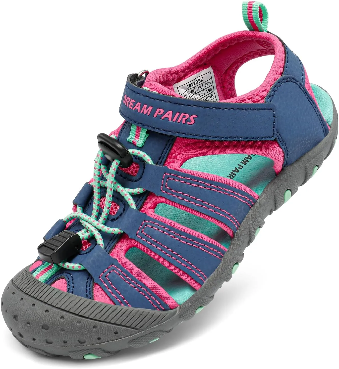 DREAM PAIRS Boys Girls Closed-Toe Outdoor Summer Sport Sandals for Little/Big Kid