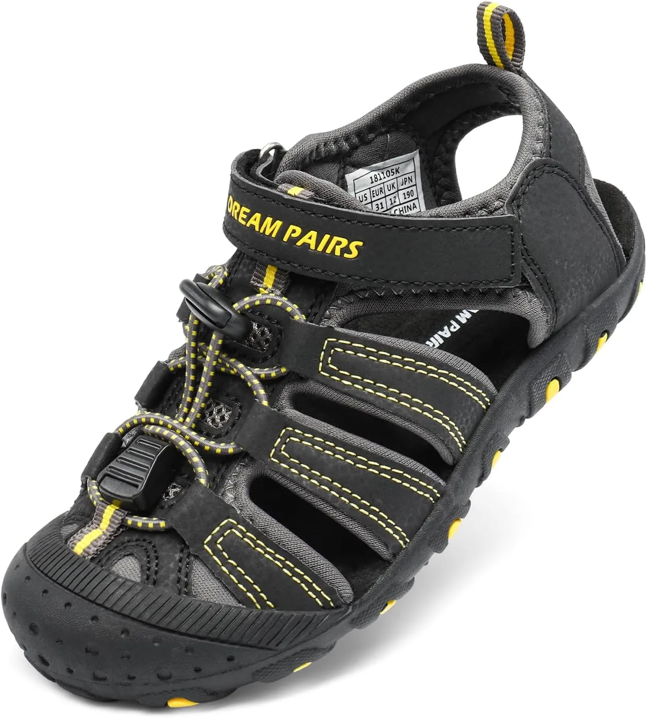 DREAM PAIRS Boys Girls Closed-Toe Outdoor Summer Sport Sandals for Little/Big Kid