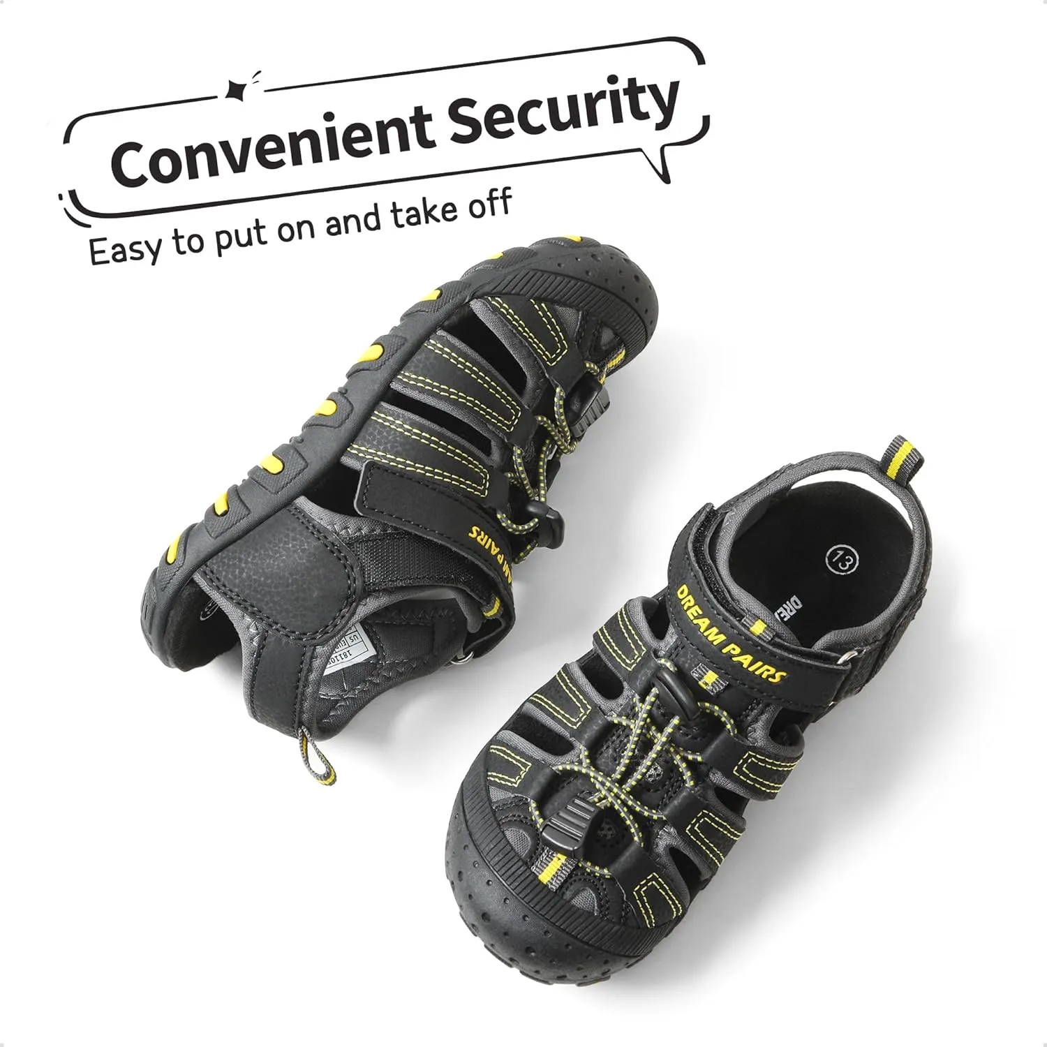 DREAM PAIRS Boys Girls Closed-Toe Outdoor Summer Sport Sandals for Little/Big Kid