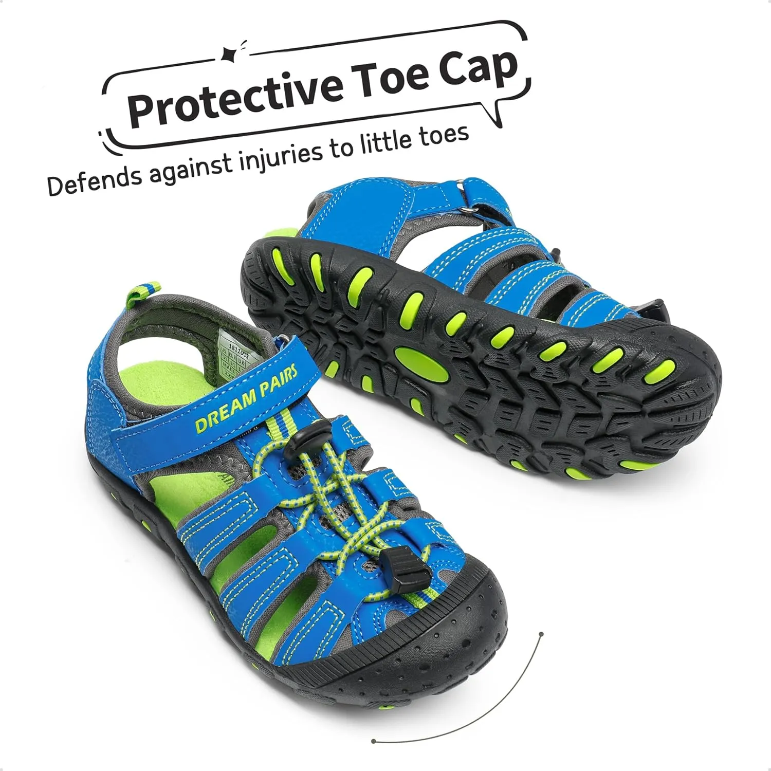 DREAM PAIRS Boys Girls Closed-Toe Outdoor Summer Sport Sandals for Little/Big Kid