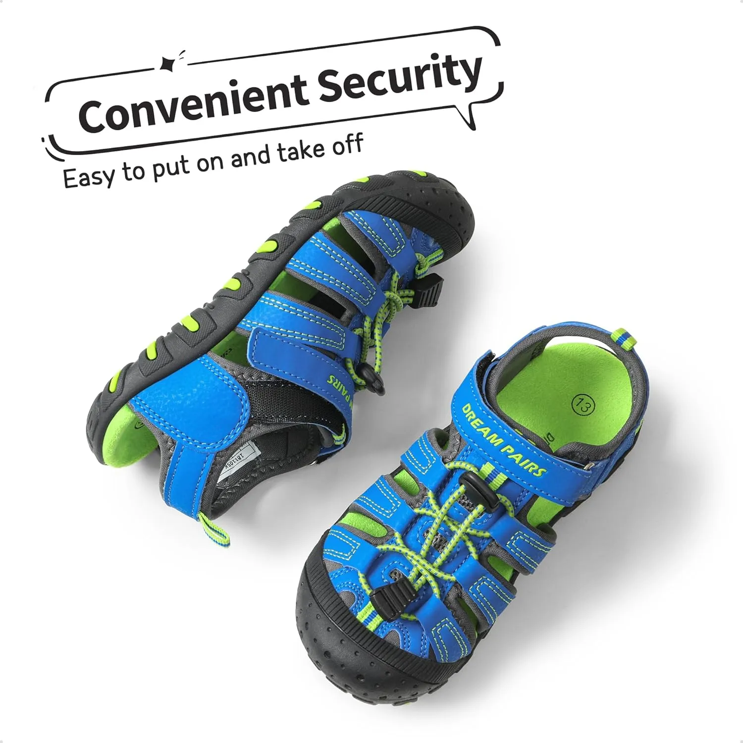 DREAM PAIRS Boys Girls Closed-Toe Outdoor Summer Sport Sandals for Little/Big Kid