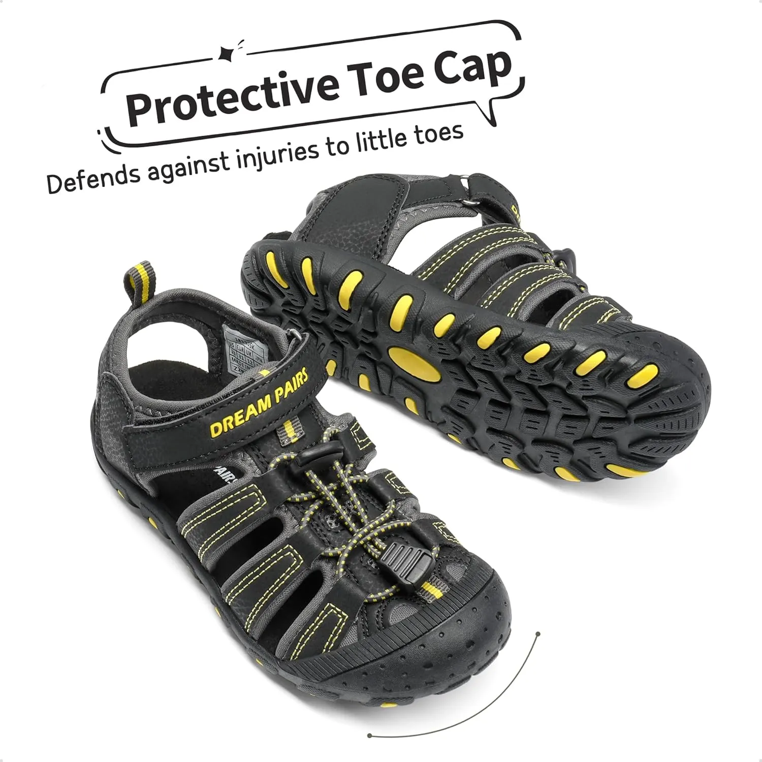 DREAM PAIRS Boys Girls Closed-Toe Outdoor Summer Sport Sandals for Little/Big Kid