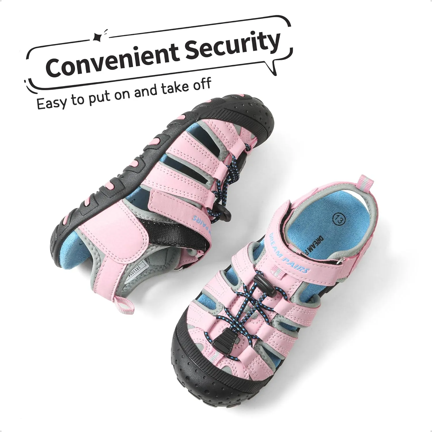 DREAM PAIRS Boys Girls Closed-Toe Outdoor Summer Sport Sandals for Little/Big Kid