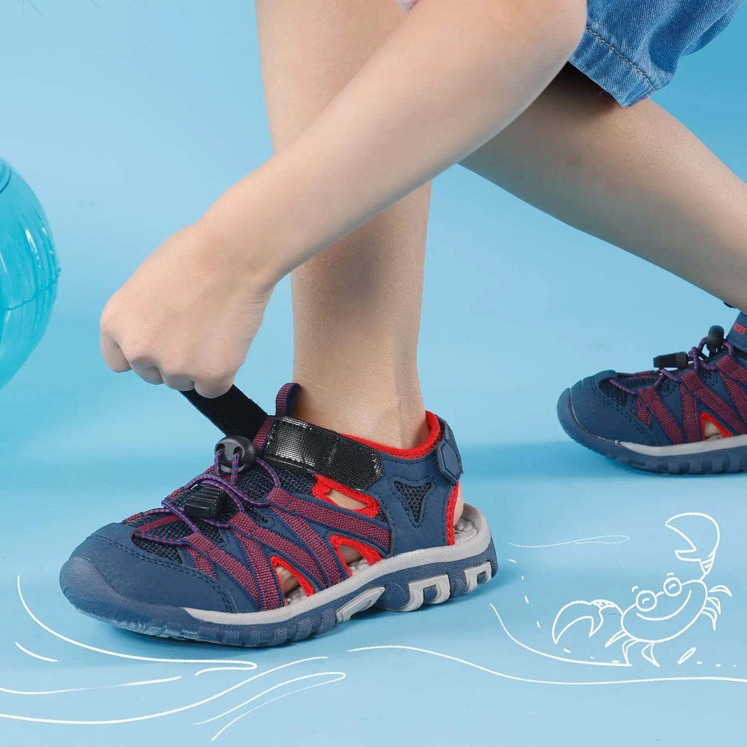 DREAM PAIRS Boys Girls Closed-Toe Outdoor Summer Sport Sandals for Little/Big Kid