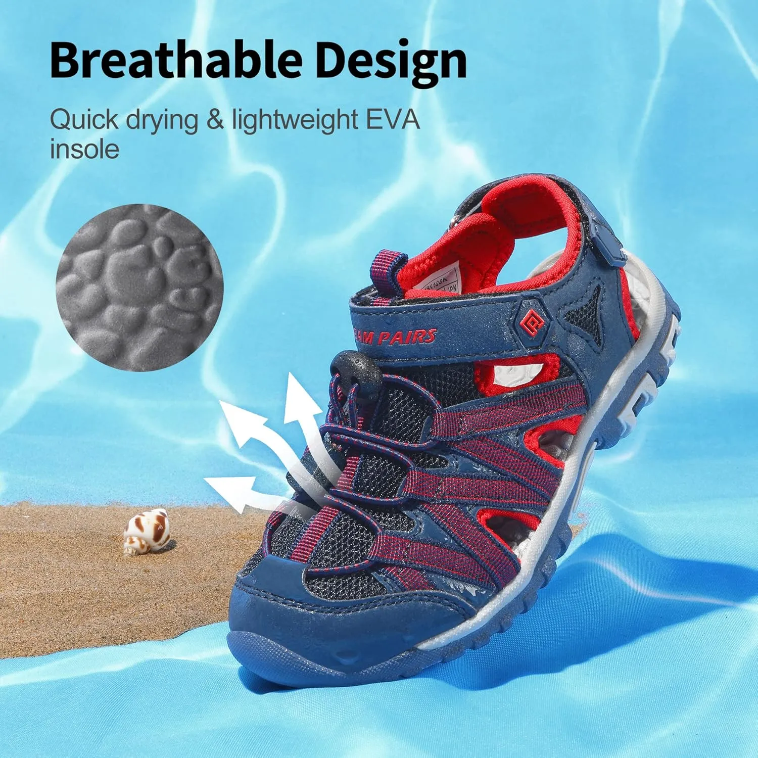DREAM PAIRS Boys Girls Closed-Toe Outdoor Summer Sport Sandals for Little/Big Kid