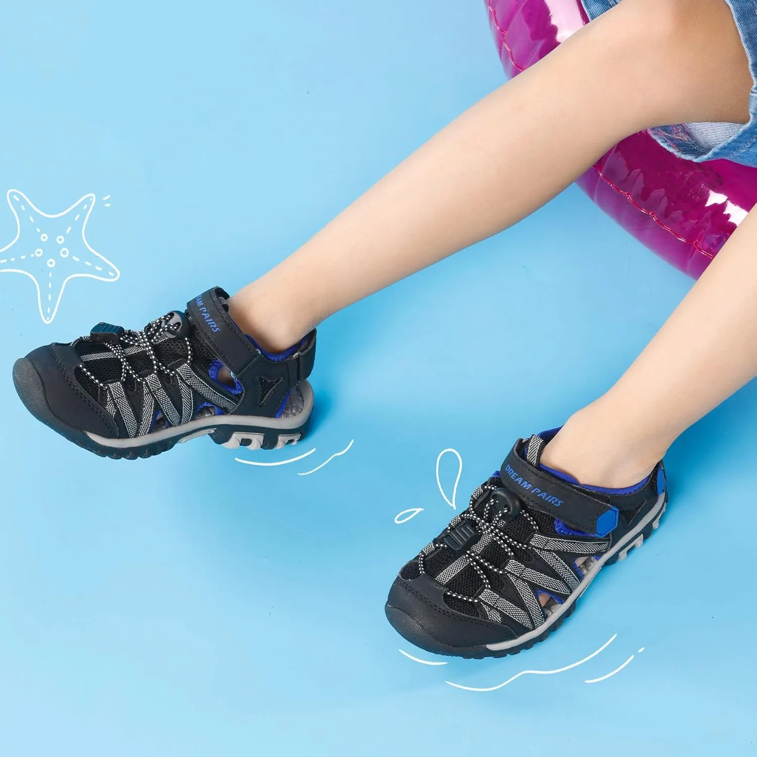DREAM PAIRS Boys Girls Closed-Toe Outdoor Summer Sport Sandals for Little/Big Kid