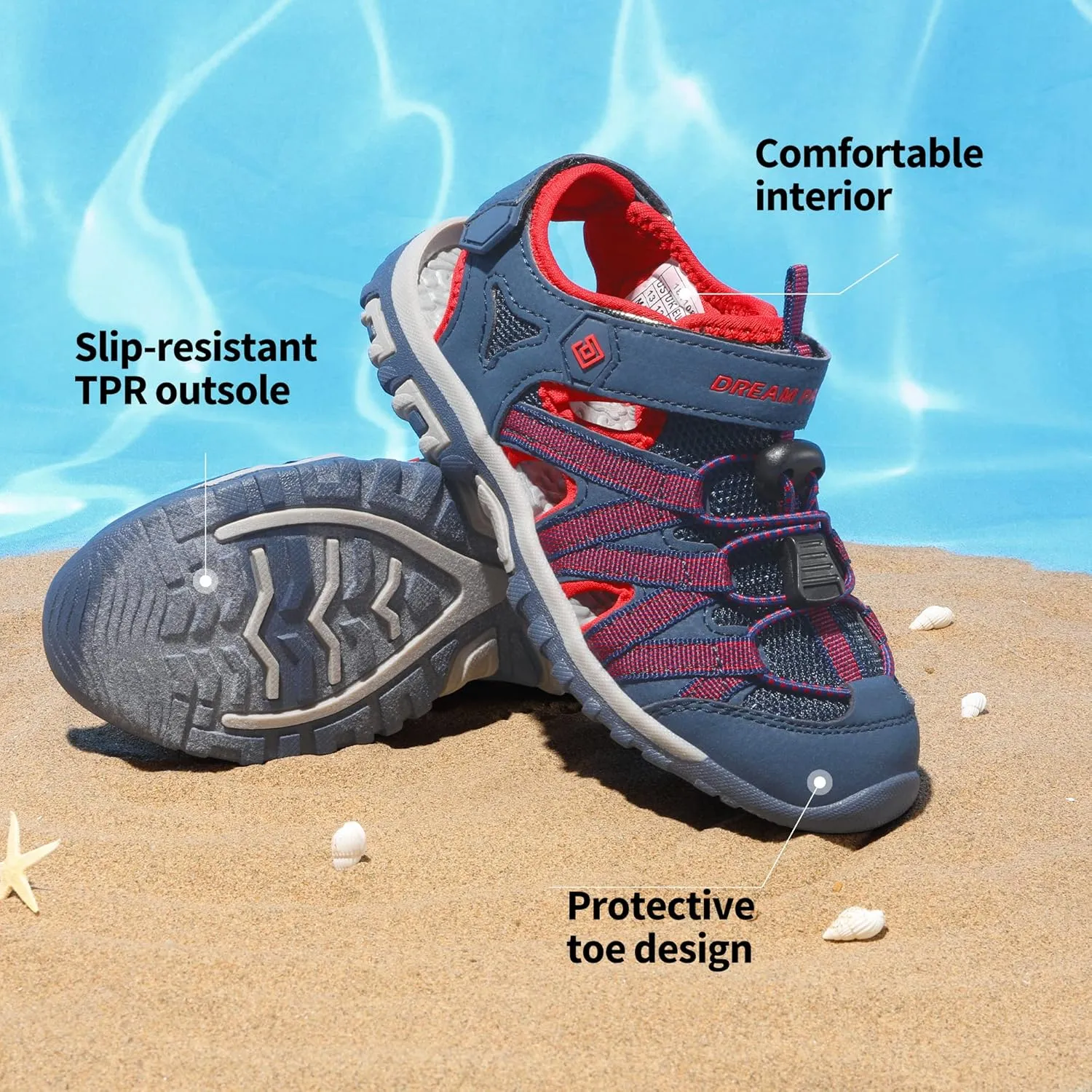 DREAM PAIRS Boys Girls Closed-Toe Outdoor Summer Sport Sandals for Little/Big Kid