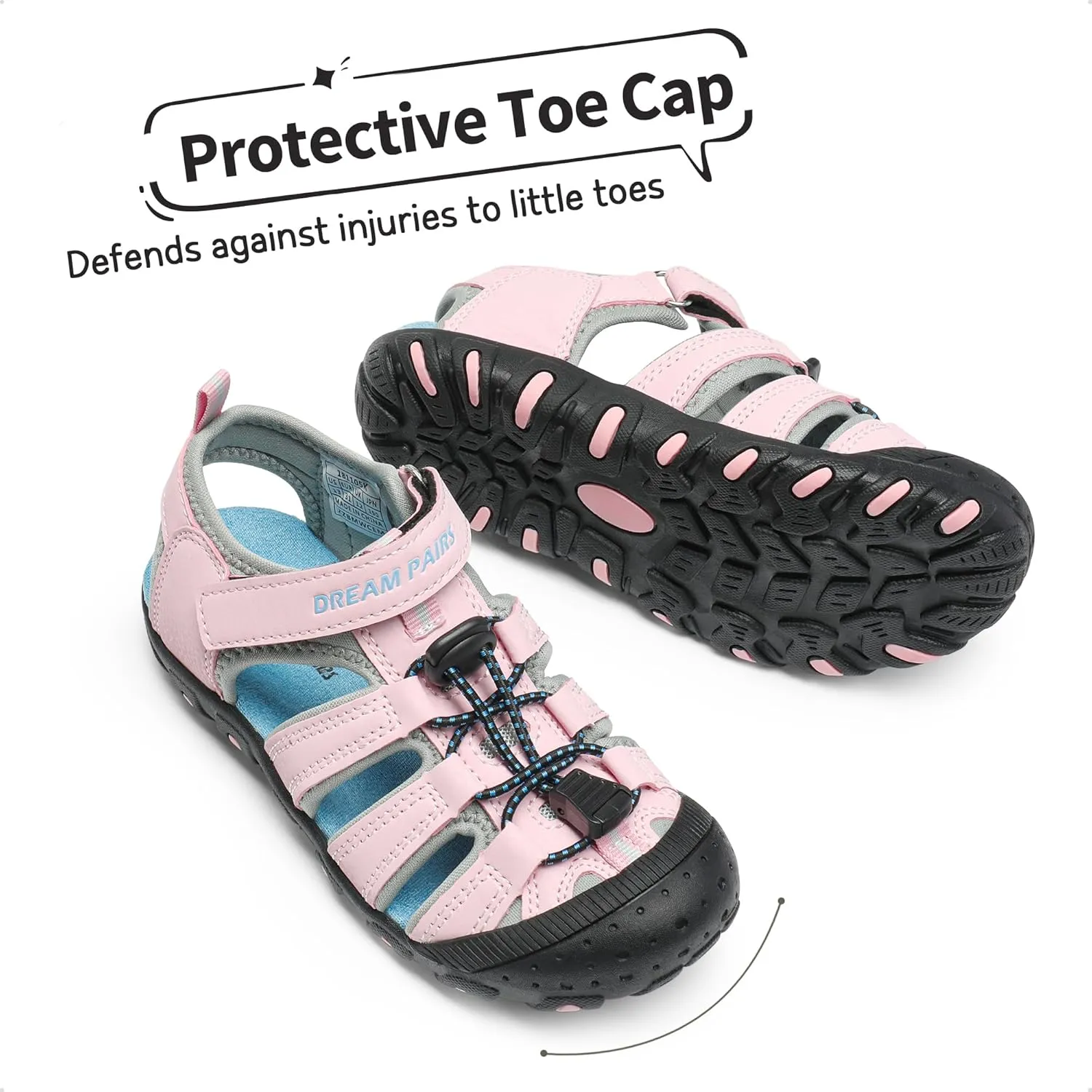 DREAM PAIRS Boys Girls Closed-Toe Outdoor Summer Sport Sandals for Little/Big Kid