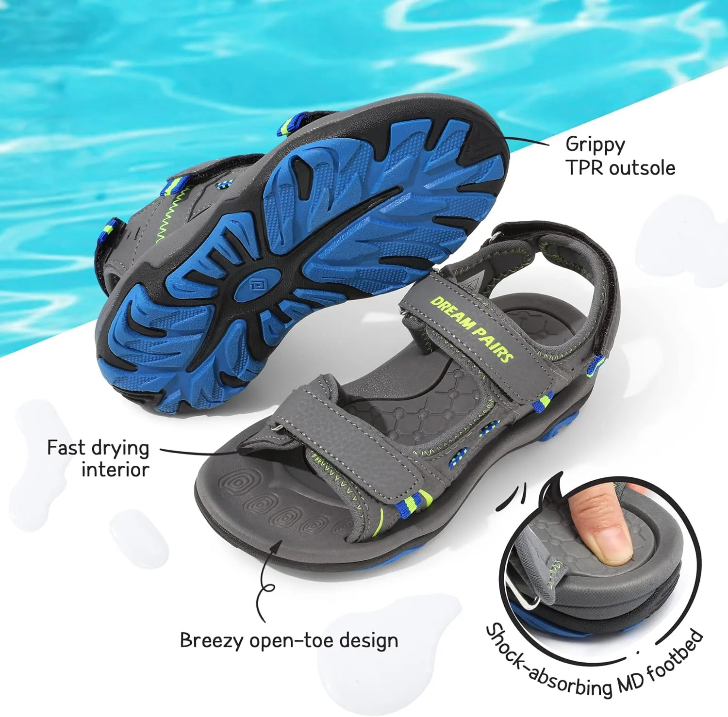 DREAM PAIRS Boys Girls Fashion Athletic Summer Sports Sandals(Toddler/Little Kid/Big Kid)