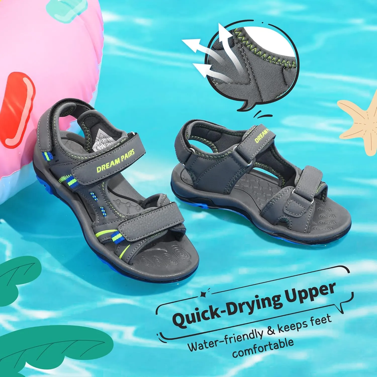DREAM PAIRS Boys Girls Fashion Athletic Summer Sports Sandals(Toddler/Little Kid/Big Kid)