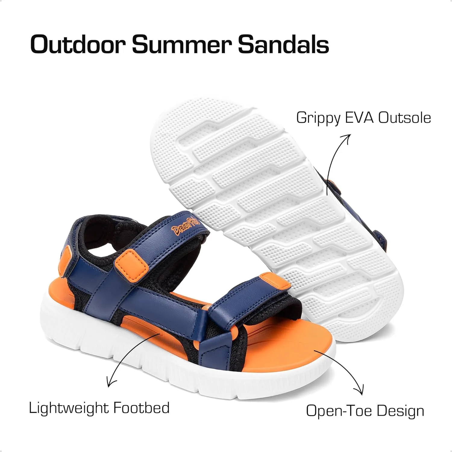 DREAM PAIRS Boys Girls Sandals Kids Athletic Summer Water Open Toe Shoes for Little/Big Kid