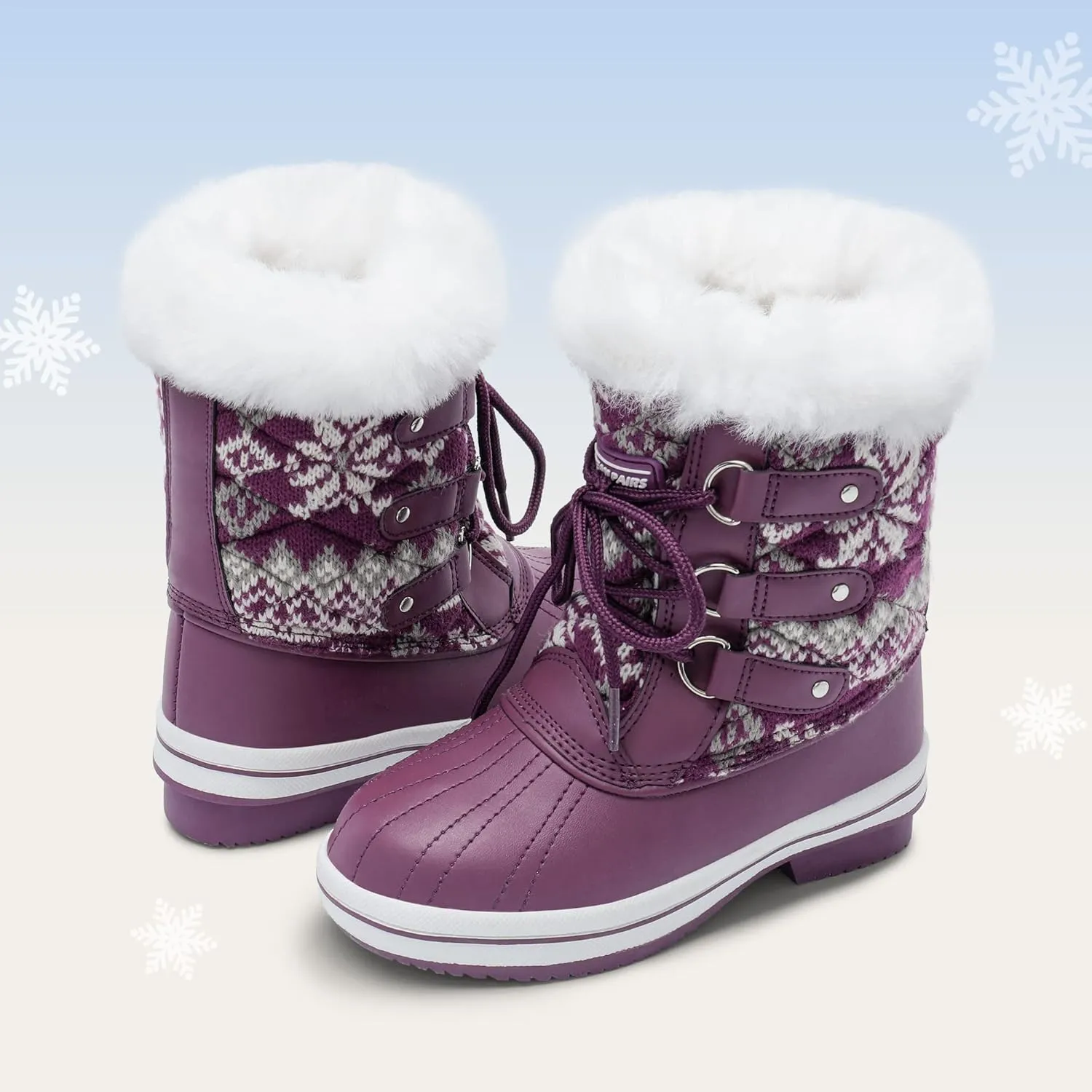 DREAM PAIRS Girls Mid-Calf Winter Snow Boots for Little Kids/Big Kids