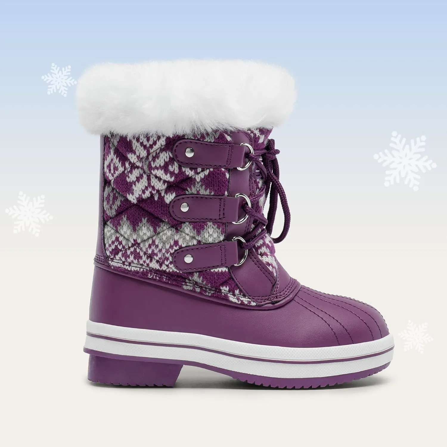 DREAM PAIRS Girls Mid-Calf Winter Snow Boots for Little Kids/Big Kids
