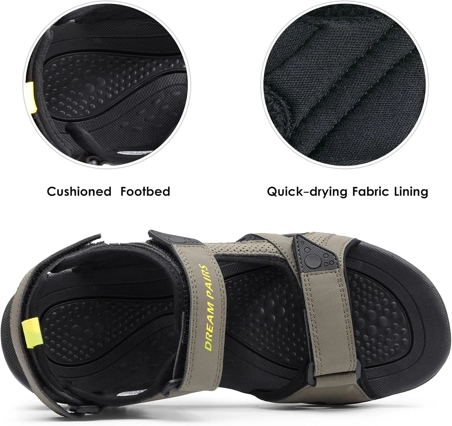 DREAM PAIRS Men's Sandals Hiking Water Beach Sport Outdoor Athletic Arch Support Summer Sandals