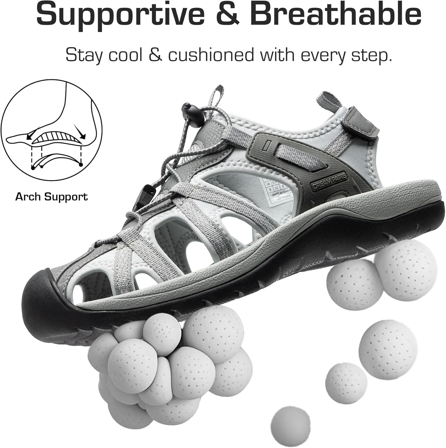 DREAM PAIRS Men's Sandals Hiking Water Sport Athletic Beach Outdoor Comfortable Casual Closed Toe Summer Sandal Shoes