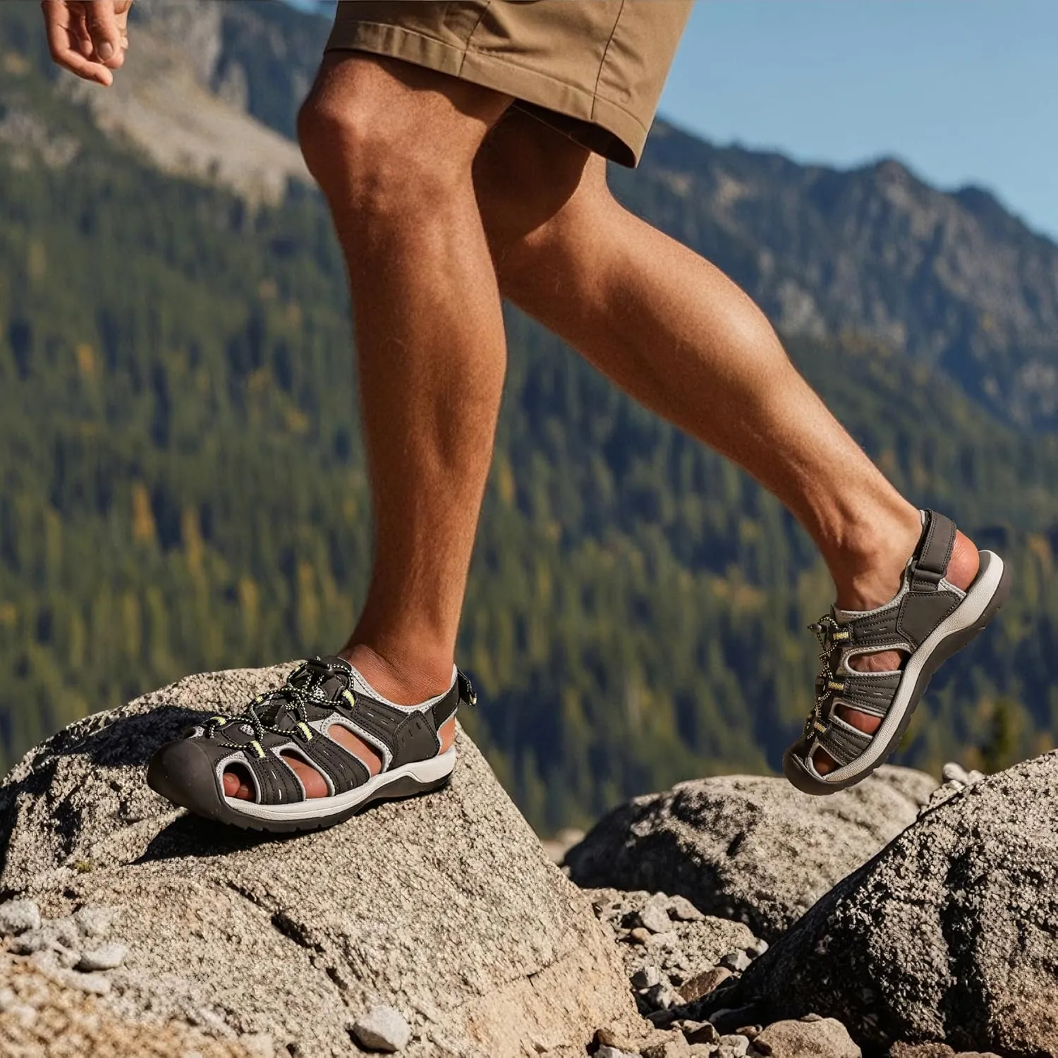 DREAM PAIRS Men's Support Sandals Outdoor Hiking Sandals Closed Toe Athletic Lightweight Walking Comfortable Sandals Water Shoes