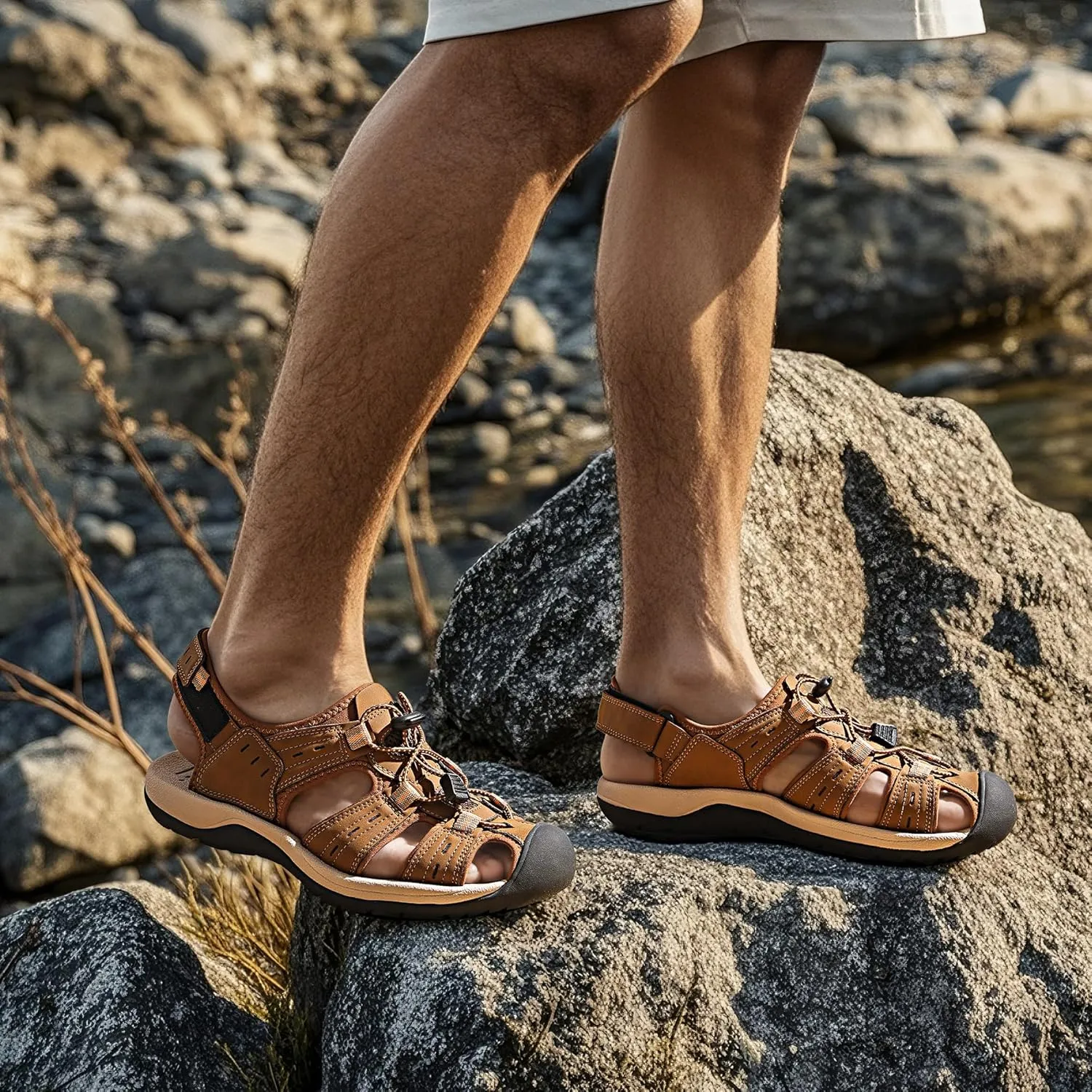 DREAM PAIRS Men's Support Sandals Outdoor Hiking Sandals Closed Toe Athletic Lightweight Walking Comfortable Sandals Water Shoes