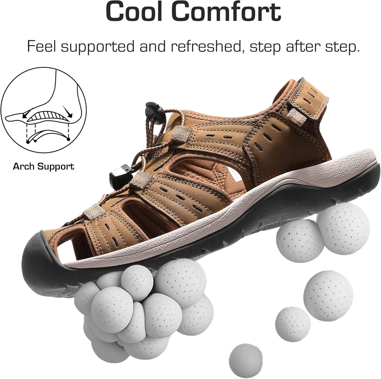 DREAM PAIRS Men's Support Sandals Outdoor Hiking Sandals Closed Toe Athletic Lightweight Walking Comfortable Sandals Water Shoes