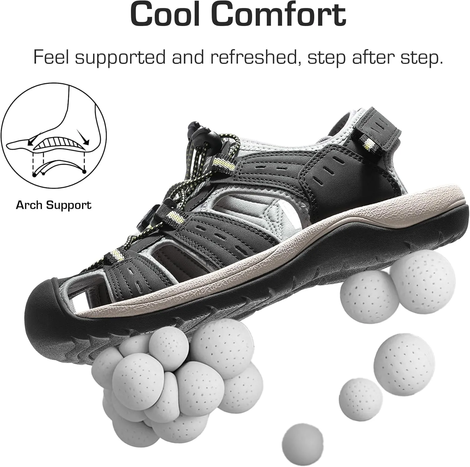 DREAM PAIRS Men's Support Sandals Outdoor Hiking Sandals Closed Toe Athletic Lightweight Walking Comfortable Sandals Water Shoes
