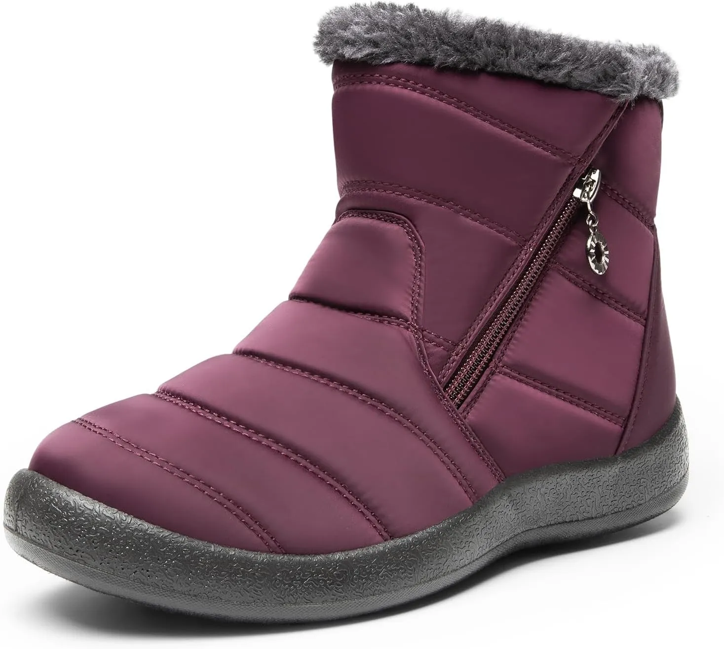 DREAM PAIRS Winter Boots for Women Warm Fur Lined with Zipper Flat Ankle Boots Comfortable Lightweight Outdoor Indoor Booties