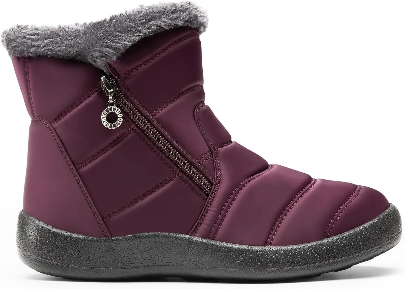 DREAM PAIRS Winter Boots for Women Warm Fur Lined with Zipper Flat Ankle Boots Comfortable Lightweight Outdoor Indoor Booties